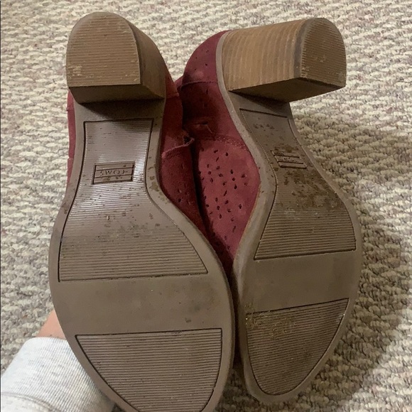 BOOTIE OPEN TOE Tom's suede wine color - Picture 3 of 4